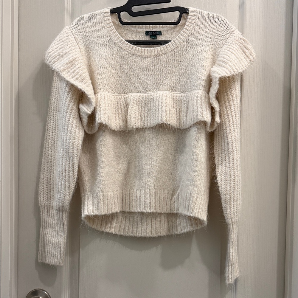 Wild Fable Cream Ruffle Sweater